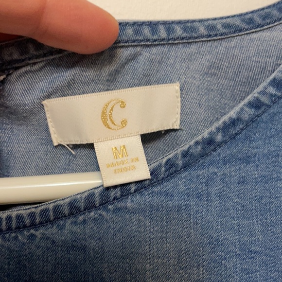 Chambray 3/4 Sleeves Blouse - Picture 3 of 4